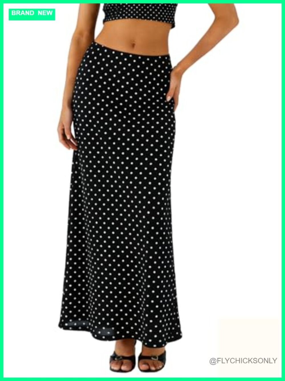 BLENCOT High Waisted A-Line Mesh Polka Dot Maxi Skirt Wear to Work